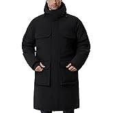 UIQUR Men's Long Winter Coat Hooded Warm Puffer Jacket Water Resistant Thicken Down Outerwear Windbreaker Parka