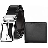 Belt and Wallet Gift Set for Men-Premium Quality Genuine Leather Reversible Adjustable Black/Brown Belt with RFID Blocking Bifold Stylish Wallet