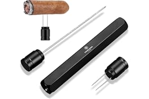Demcigar Cigar Draw Enhancer Tool, 2-in-1 Cigar Poker & Cigar Nubber, Practical Cigar Accessories Tool for All Size Cigars, Gifts for Men (Black)