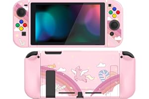 PlayVital Candy Rainbow Unicorn Protective Case for Nintendo Switch, Soft TPU Slim Case Cover for Nintendo Switch Joycon Cons