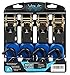 Ratchet Straps by Vault - 4 Pk | 15 Ft - 500 Lbs Load Cap - 1500 Lb Break Strength - Cargo Straps for Moving Appliances, Lawn Equipment, Motorcycle in a Truck - Cambuckle Alternative - Ergonomic Grip