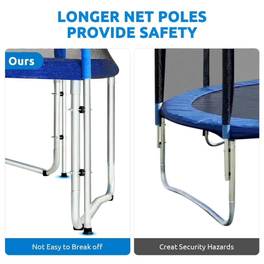 Zupapa No-Gap Design 16 15 14 12 10FT Trampoline with Safety Enclosure Net and Non-Slip Ladder 10-Year Quality Assurance Perfect for Kids Family Outdoor Backyard Fun