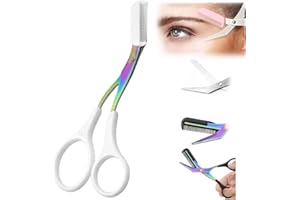 hoehew Eyebrow Trimmer Scissor, 2024 New Eyebrow Scissors with Comb Precision Eyebrow Trimming Scissors, Non-Slip Eyebrow Cutter Hair Removal Eyebrow Scissors Makeup Tool (White)