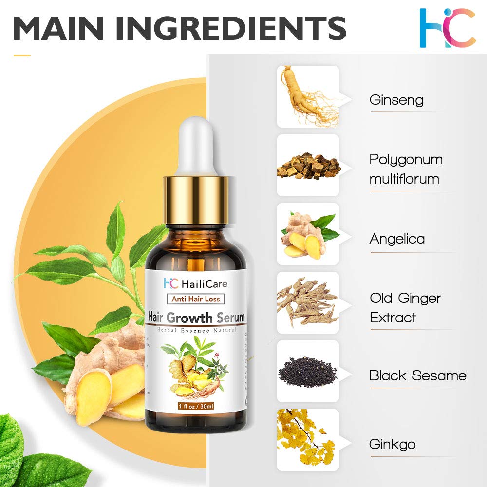 Hair Growth Serum, Ginger Hair Growth Oil, Anti Hair Loss Serum, Hair Loss Treatment for Thinning Hair, Promote Hair Growth, Strengthen Hair Roots Thickening & Regrowth Product for Women & Men (30ml) : Beauty