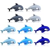 WOZADU 3D Dolphin Shaped Silicone Focal Beads for Keychain Making, 12 PCS Animal Silicone Beads for Pen, Loose Bead Bulks for Bracelet Necklace Lanyard Jewelry and Handmade Crafts Making