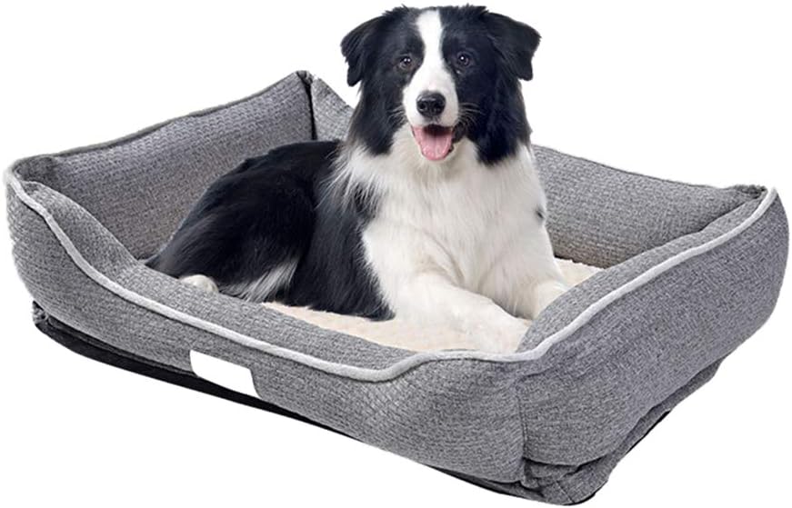 Orthopedic Dog Bed, Memory Foam Pillow Mat with Removable Washable Cover Sofa-Style Couch Pet Bed for Medium and Large Dogs Cats,Gray,L