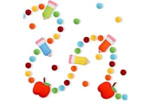 AYMOLAS Back to School Felt Pom Banner Cute 3D Apple Pencil Felt Ball Garland Back to School Classroom Decorations Hanging Banner for First Day of School Classroom Decor (Red)