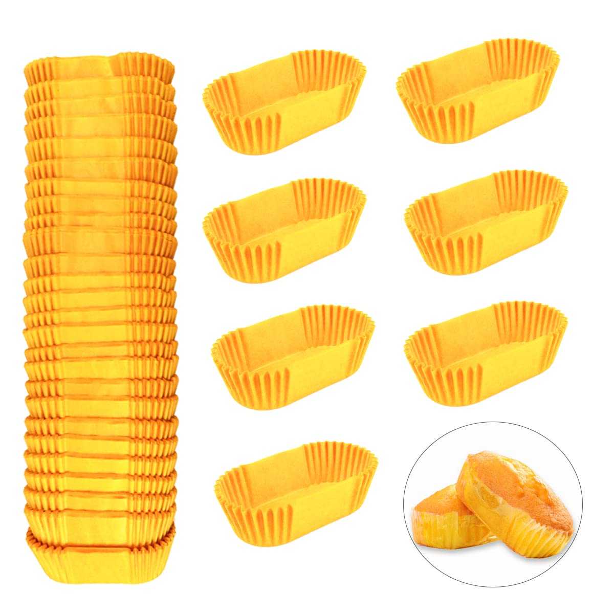 DOERDO 1000Pcs Bread Loaf Baking Liners Disposable Non-Stick Loaf Bread Baking Cups Tin Liners for Cakes, Snacks, Cupcakes, Yellow