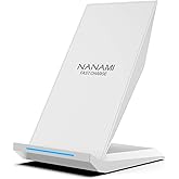 NANAMI Fast Wireless Charger - Qi Certified Charging Stand 7.5W Compatible iPhone 17/17 Pro/17 Pro Max/16/15/14/13/12, 10W for Samsung Galaxy S25/S24/S24 Ultra//S23/S22/21/S20 and Qi-Enabled Phones