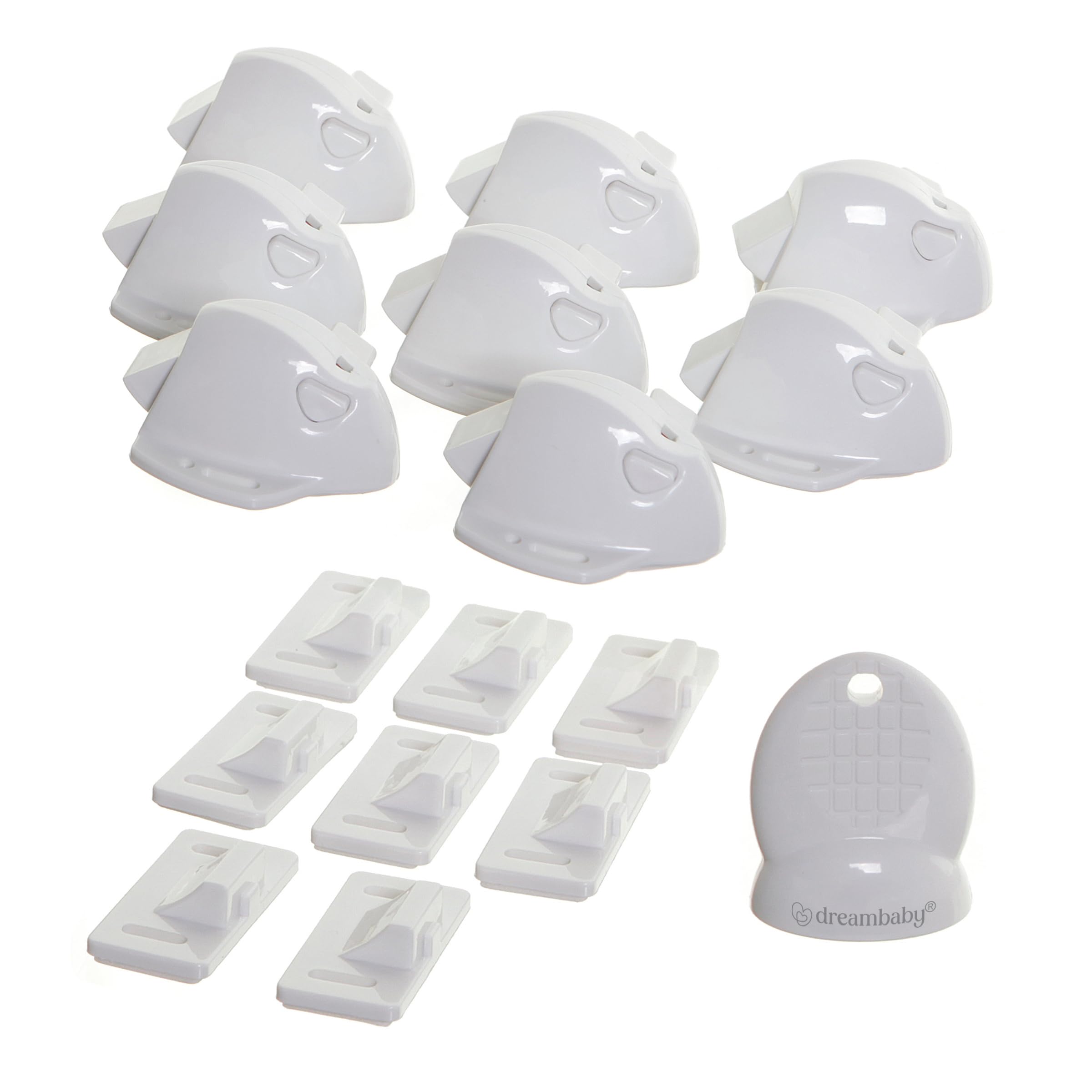 Photo 1 of Dreambaby Adhesive Mag locks (8-Pack 1 Key) - Child Proofing Cabinet Magnetic Latches - White- Model L859