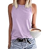 Langwyqu Women's Tank Tops Summer Basic Crewneck Sleeveless Casual Loose Fit Shirts Tees