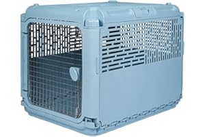 SPORTPET DESIGNS SPORT PET Plastic Kennels Rolling Plastic Wire Door Travel Dog Crate, Collabsible Kennel, 22.1" L x 23.3" W x 30.6" H