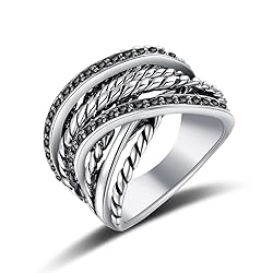 Mytys Vintage Wide Ring Classic Black Marcasite