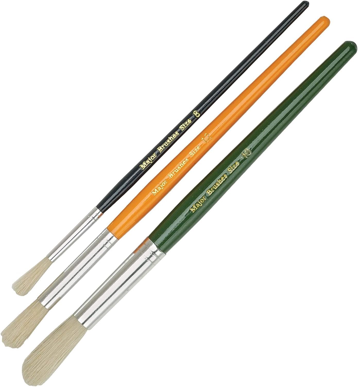 Major Brushes Hog Bristle Short Handles Round Tip Brushes - Assorted Class Pack