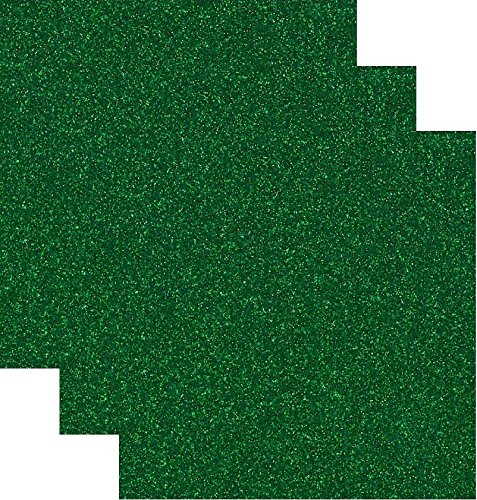 Siser Glitter Heat Transfer Vinyl HTV for T-Shirts 10 by 12 Inches (1 Foot) Sheets 3 Pack (Grass Green)