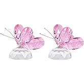 Arikyrist 2 PCS Crystal Pink Collectible Butterfly Gifts for Women Butterfly Lovers Glass Animal Figurines Decor for Office Table Home