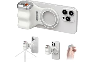 KELEDZ Magnetic Phone Camera Grip, Smartphone Shooting Holder Selfie Handle Snap with Wireless Shutter Button Remote for iPhone 16 15 14 13 12 Pro Max Android Cellphone Vlog Video Photography(White)