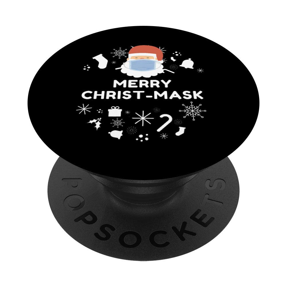 Merry Quarantine Christmas Funny Santa Face Mask Gift PopSockets PopGrip: Swappable Grip for Phones & Tablets