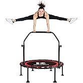 K KENSONE 40/48" Foldable Rebounder Trampoline for Adults with Bungee, 450/550 LBS Quiet Indoor Mini Trampoline for Adults Fitness, Gym Workout, Home Exercise