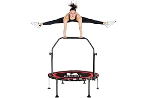 K KENSONE 40/48" Foldable Rebounder Trampoline for Adults with Bungee, 450/550 LBS Quiet Indoor Mini Trampoline for Adults Fitness, Gym Workout, Home Exercise