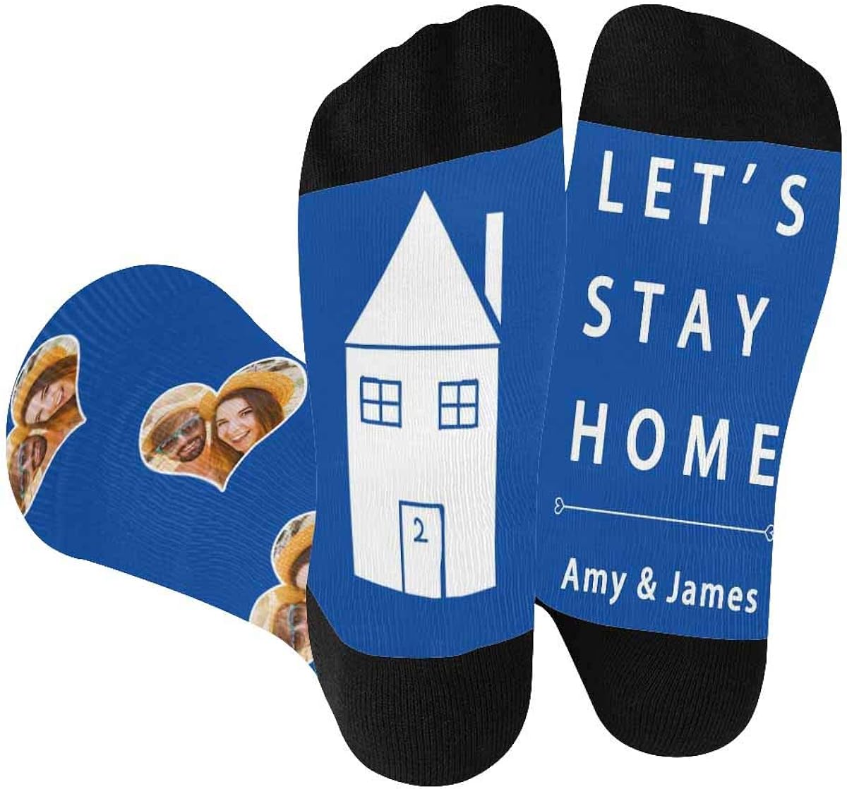 Custom Couple Photo Socks With Names Personalized Funny Socks for Men Women Clothing