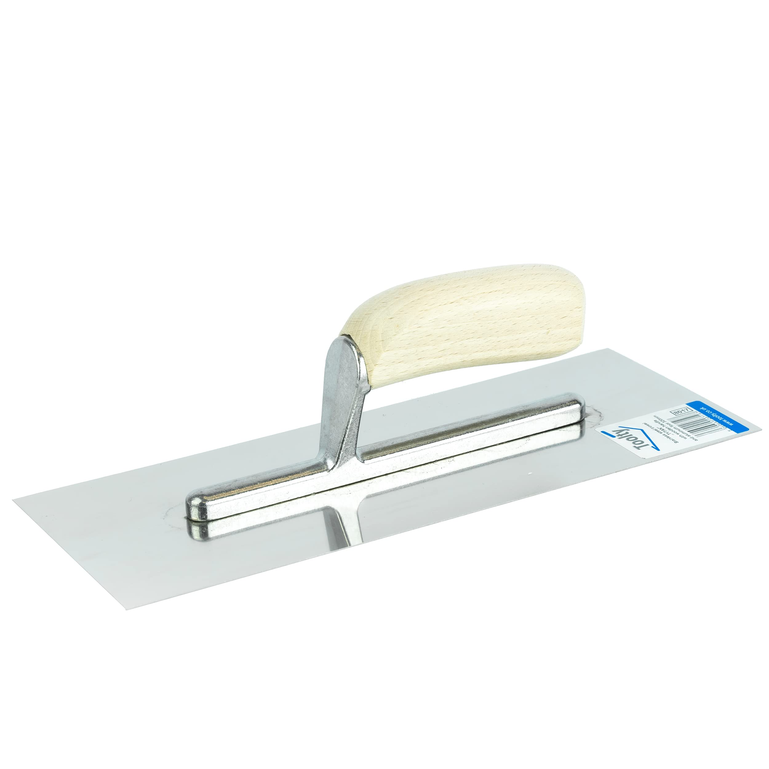 Toolty Stainless Steel Finishing Trowel - 320mm - Wooden Handle - for Brickwork and Plastering - DIY- TLTY-8017