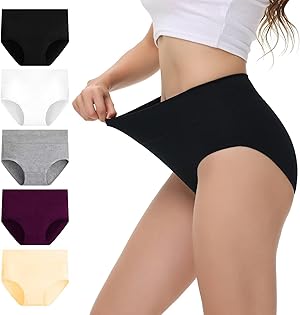 NUOZA Unterhosen Damen Unterwäsche Frauen Baumwolle 5er Pack Bauchweg Slips Hohe Taille Atmungsaktiv Taillenslip Pantys
