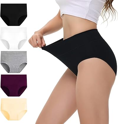NUOZA Unterhosen Damen Unterwäsche Frauen Baumwolle 5er Pack Bauchweg Slips Hohe Taille Atmungsaktiv Taillenslip Pantys