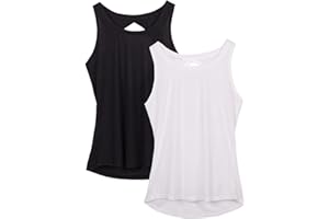 icyzone Women's Lightweight Breathable Open Back Workout Athletic Yoga Tank Tops