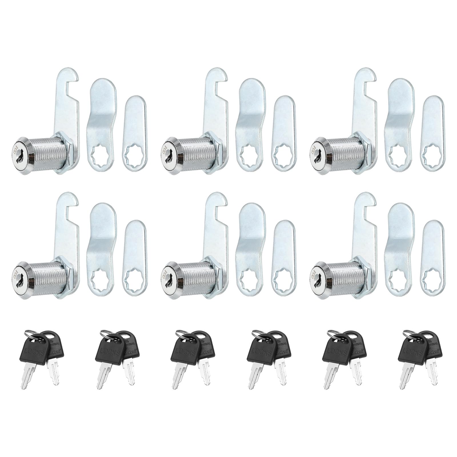 PATIKIL 1-1/8" Cam Lock with Keys, 6 Pack Zinc Alloy Keyed Different Cabinet Cam Lock Set RV Storage Lock for File Drawer Mailbox Toolbox, Silver Tone