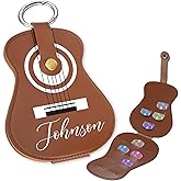 XRLSG Personalized Guitar Picks Holder Custom Leather Guitar Picks Case Keychain with 18 Slots Storage Gifts for Guitarist Mu
