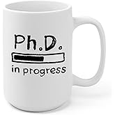 Panvola PhD in Progress Future Dr Doctor Medical Doctorate Student Graduation Gift Ceramic Coffee Mug Novelty Drinkware (15 oz, White)
