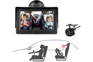 JANSITE Baby Car Mirror, Baby Car Seat Mirror Camera Monitored Mirror 4.3'' HD Night Vision with Wide View Angle, Aimed at Baby,Mirror for Baby Car Seat Rear Facing