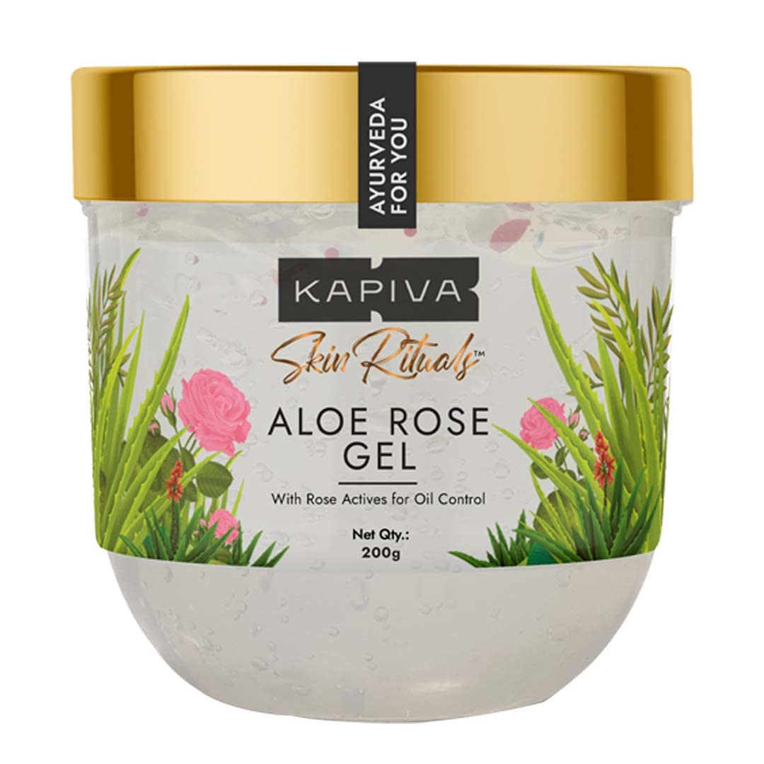 Kapiva Skin Rituals Aloe Rose Gel 200 gms | Clinically Tested Rose Actives | For Oil Control & Hydration | Reduces Oil Production by 91%