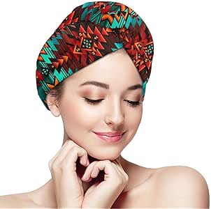 Toalla de Secado de Cabello con Estampado Nativo del suroeste, Gorro de