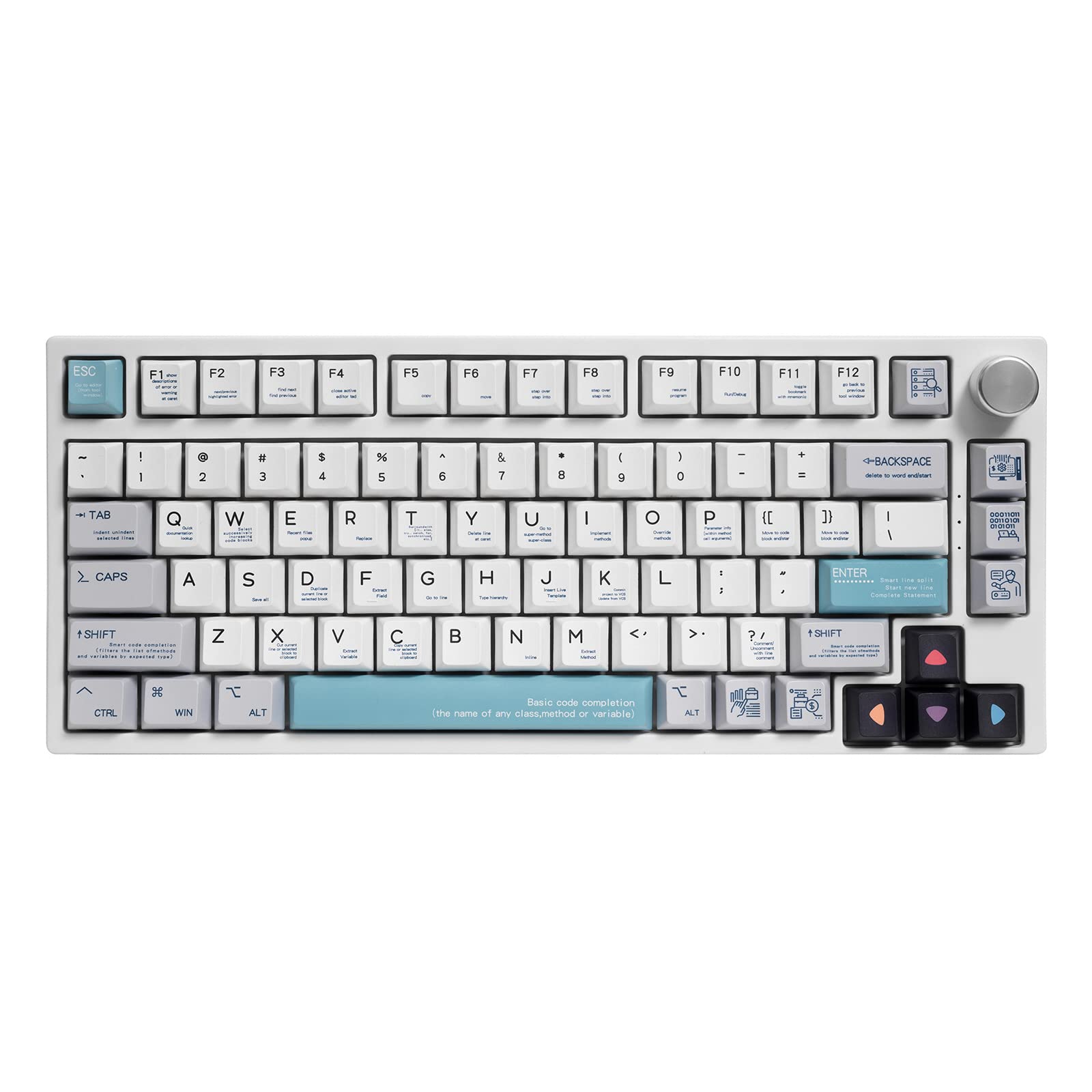 GK GAMAKAY TK75 75% Hot Swap RGB Bluetooth 5.0/2.4GHz Wireless/USB-C Wired Mechanical Keyboard with Knob Control, PBT Cherry Profile Keycaps Gaming Keyboard (Gateron Yellow Switch)