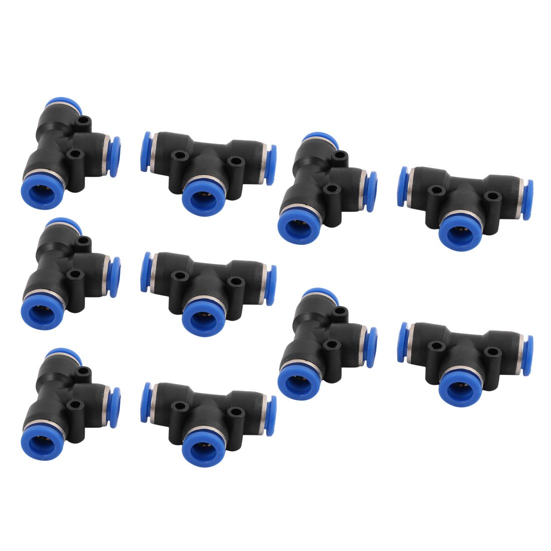 sourcingmap 10Pcs 8mm Dia T 3 Ways Type Tube Hose Pneumatic Air fitting Push in Connector 45x30x15mm