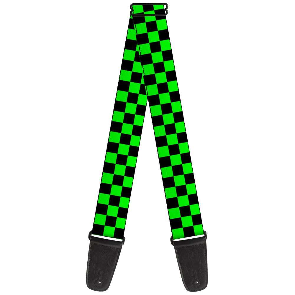 Buckle-Down GS-W30305 "Checker Black/Neon Green" Guitar Strap