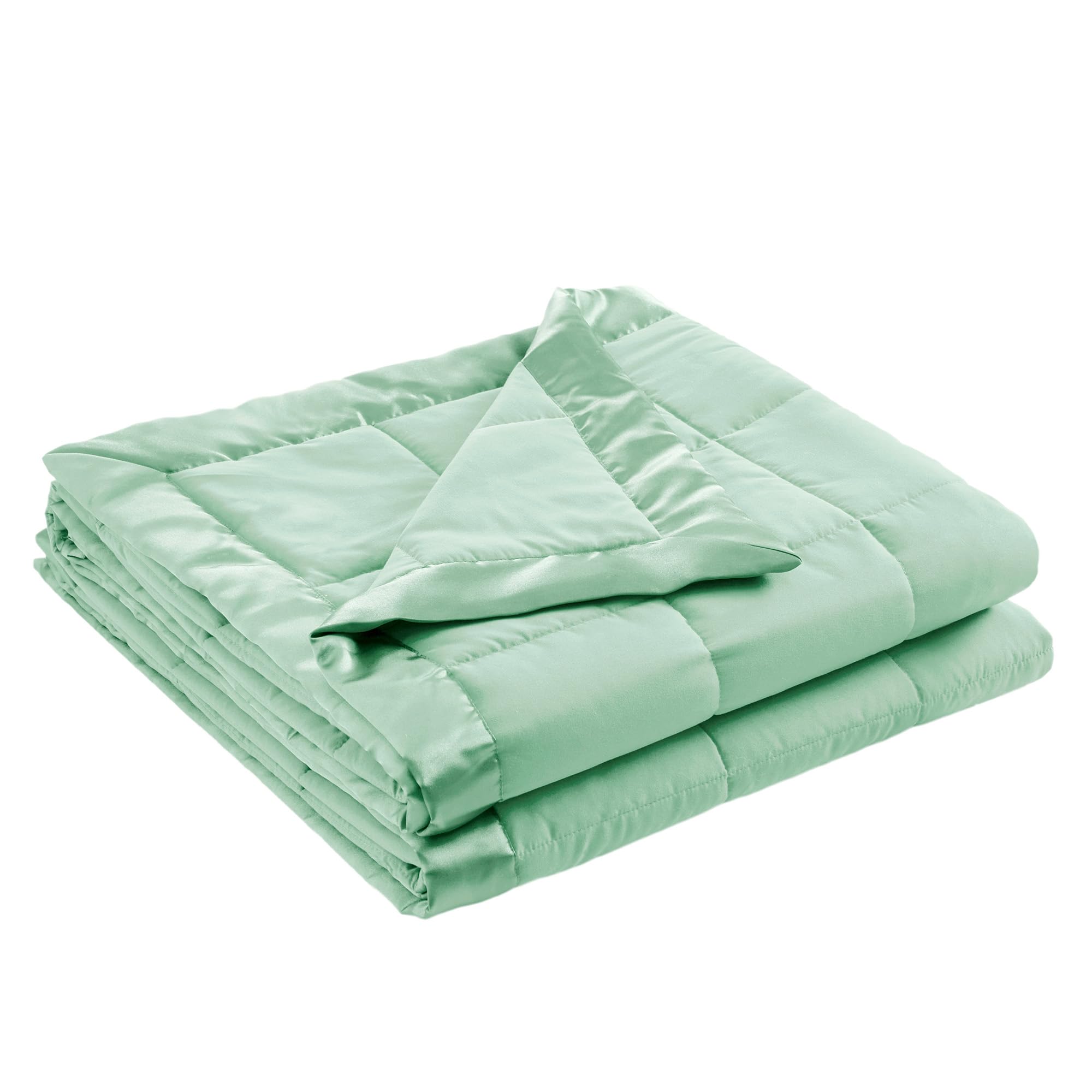 Photo 1 of (USED/FAIR) Madison Park Windom Down Alternative Blanket, Premium 3M Scotchgard Moisture Wicking Treatment, Lightweight and Soft Bed Cover For All Season, Satin Trim, Seafoam Full/Queen