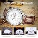 BUREI Mens Women Chronograph Quartz Watches with Analog Dial Stainless Steel Case Calfskin Leather (White)