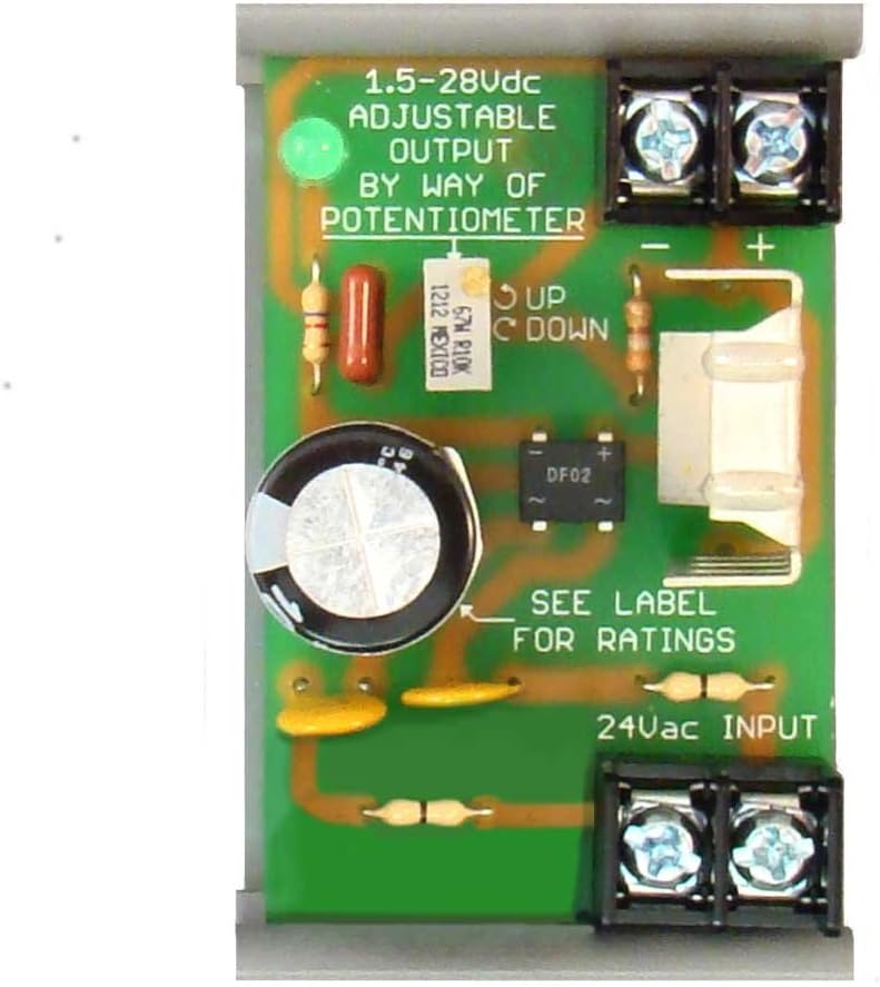 PSMN24DA 2.75" Track Mount, 24 VAC to 1.5-28 VDC, -30 to 140 F, 300MA Adjustable Output, DC Power Supply, Non-Isolated Linear, Switch