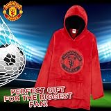 Manchester United Oversized Hoodie Blanket for Men Red Black Crest Print view 6