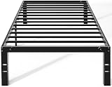 OLIXIS Metal Twin Bed Frame - 14in High with Storage Space, No Box Spring Needed with Sturdy Steel Slat Support, 800LBS Heavy Duty for Easy Assembly, Black for Bedroom