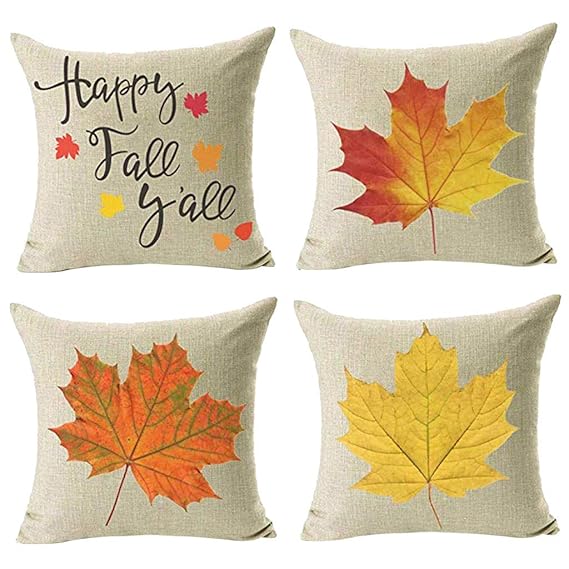 4Pcs Kissenbezuge Ahornblatt Drucken Kissenhülle Dekokissen Fall Throw Pillow Covers Bettwäsche Für Autos Sofakissen Startsei