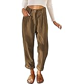 Womens Corduroy Pants Casual High Waisted Straight Leg Vintage Trousers for Women with Pockets