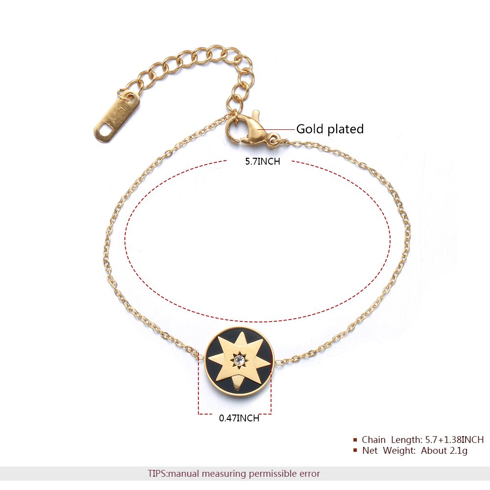 GEORGE · SMITH Moonlight Lover Charm Womens Pendant Necklace Gold Link Bracelets Crescent Moon and Star Element,Stainless Steel Jewelry Sets Birthday Gifts (Gold-star)