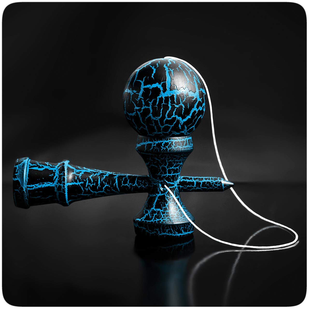 Kendama skill game with black/blue ball Wooden toys Wooden ball game Japanese skill toys from the brand PRECORN