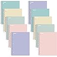 SUNEE Spiral Notebooks, 1-Subject, 10 Pack, College Ruled Paper, 8" x 10-1/2", 70 Sheets per Notebook,3-Hole Punched Paper, Pink,Purple, Blue, Green, Yellow Spiral Lined Notebooks for School,Work