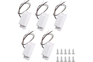 LAGOGIA Magnetic Reed Switch MC-32 NC/NO Surface Mount Wired Door Window Alarm, Magneti Door Switch, Contact Sensor, for Home Security and Burglar Alarm Systems, Sets of 5, White