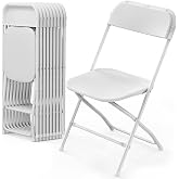VINGLI 10 Pack White Plastic Folding Chair, Indoor Outdoor Portable Stackable Commercial Seat with Steel Frame 350lb. Capacity for Events Office Wedding Party Picnic Kitchen Dining